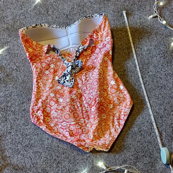 Tommy Bahama Coral Medallion Long Sleeve Rash Guard w/ Bandeau Swimsuit - Picture 3 of 8